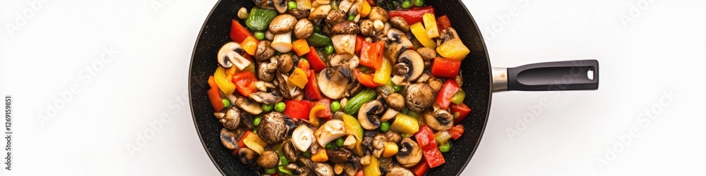 Fresh vegetables and mushrooms ready for cooking, a mix of colors and textures Fresh vegetables and mushrooms ready for cooking, a mix of colors and textures
