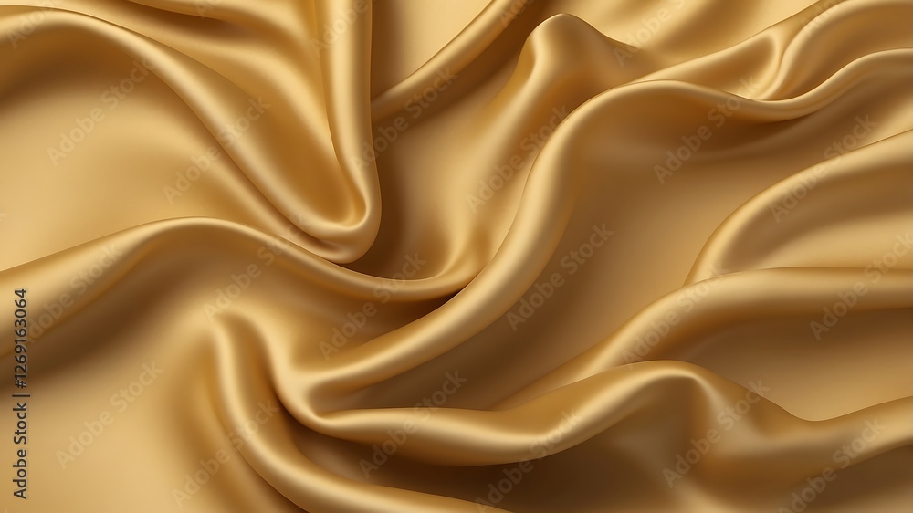Obraz premium Gold silk cloth texture with folds and wrinkles. Realistic illustration bg of golden satin fabric. luxury background with abstract yellow soft smooth drapery pattern with wave creases.