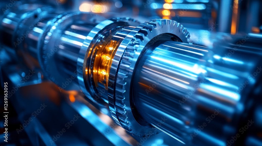 High Precision Extrusion Technology in a Realistic Industrial Setting with Gear Mechanism and Gleaming Metal Elements High Precision Extrusion Technology in a Realistic Industrial Setting with Gear Mechanism and Gleaming Metal Elements