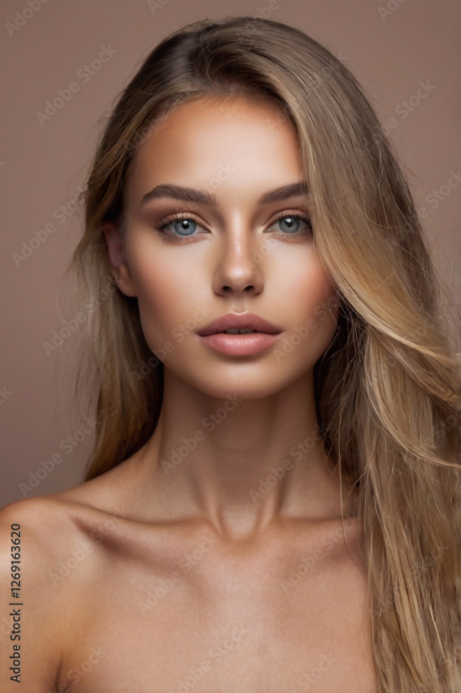 photo of young beautiful woman with perfect smooth skin, black smooth hair, open shoulders photo of young beautiful woman with perfect smooth skin, black smooth hair, open shoulders