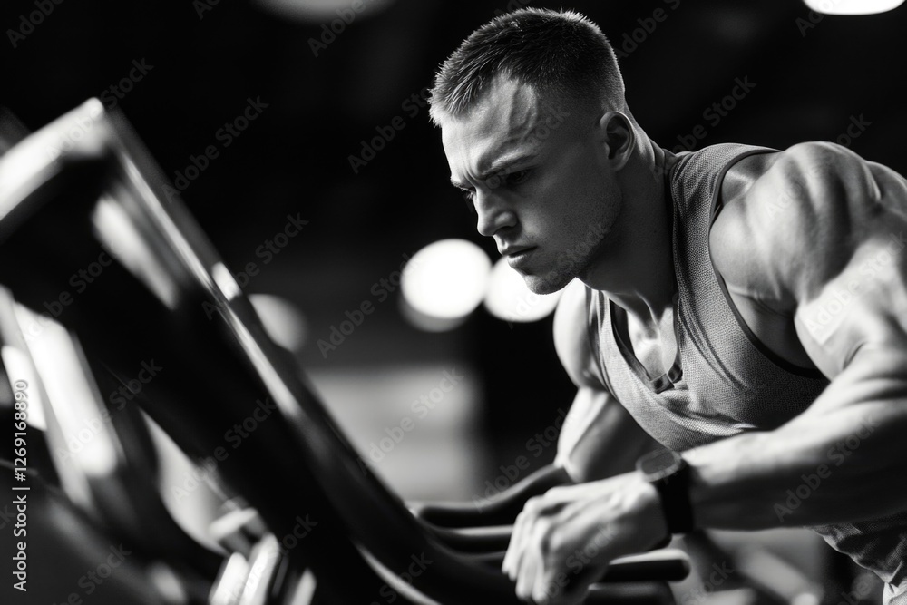 A person working out on a stationary bike, great for fitness and exercise images A person working out on a stationary bike, great for fitness and exercise images