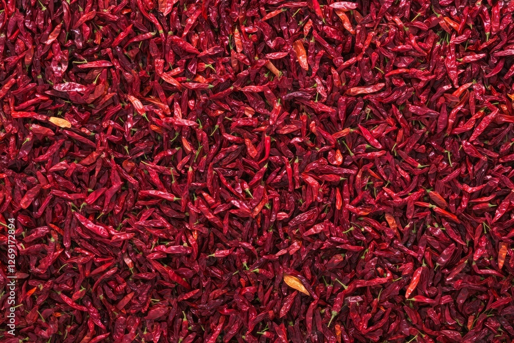 Fototapeta premium Abundance of red chili peppers filling frame. AI image