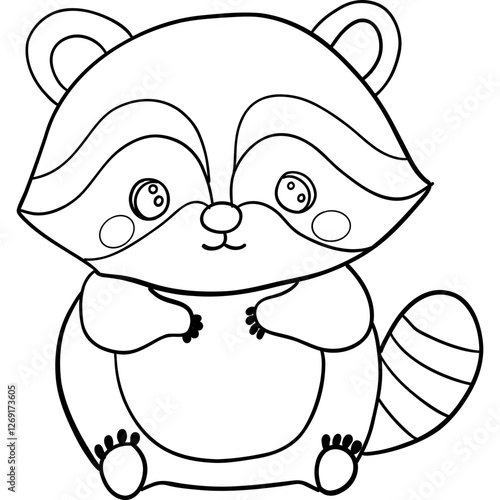 Cute raccoon illustration, outlined for coloring. outline for coloring .