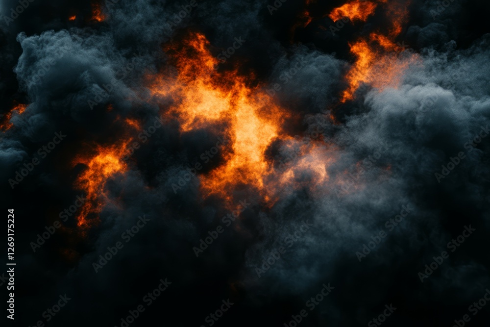 Fiery clouds in dramatic sky with intense hues. AI image Fiery clouds in dramatic sky with intense hues. AI image