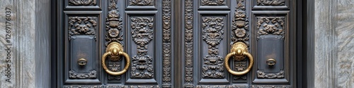 A close-up of a door handle on a building, great for interior design or architecture concepts