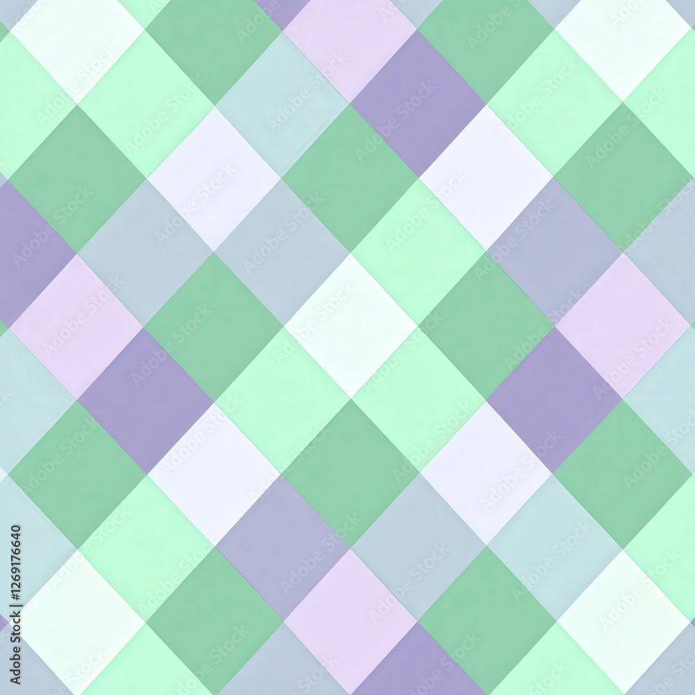 Whimsical Pastel Checkered Pattern in Soft Mint and Lavender Hues Whimsical Pastel Checkered Pattern in Soft Mint and Lavender Hues