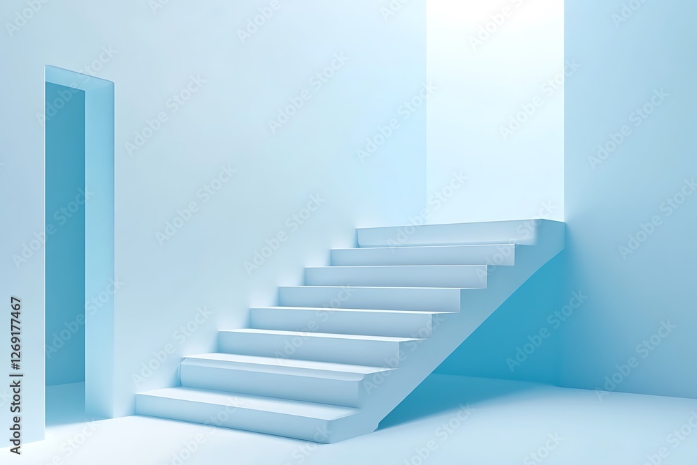 Obraz premium Stylish Light Blue Staircase Design