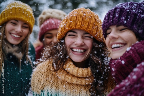 Group of women standing together in snowy environment