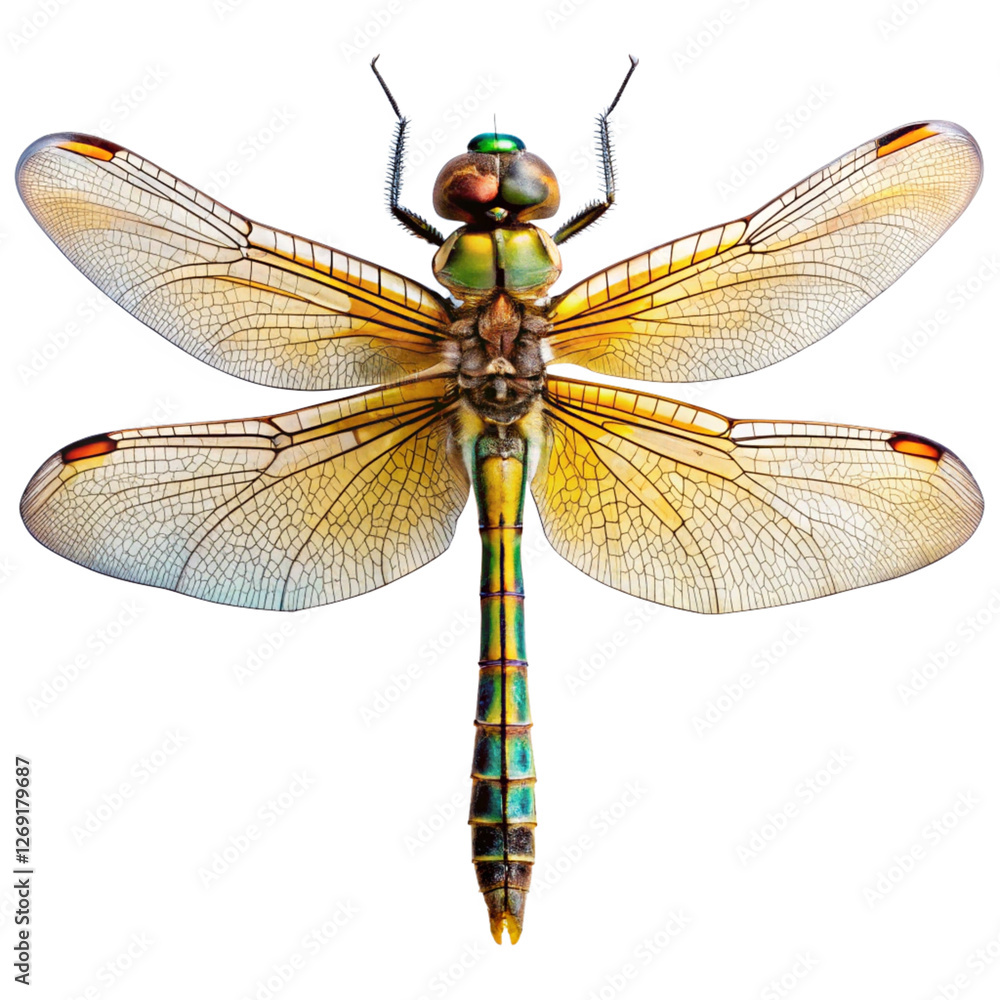 closeup macro view of beautiful dragonfly isolated on white background closeup macro view of beautiful dragonfly isolated on white background