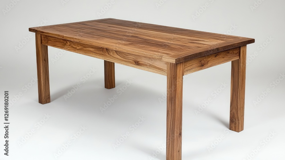A well-crafted wooden dining table with a hidden extension, blending function and aesthetics. A well-crafted wooden dining table with a hidden extension, blending function and aesthetics.