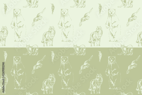 Photography Woodland Animals Seamless Pattern vector