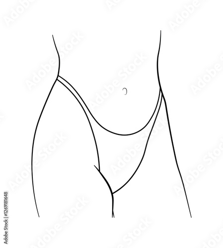 woman panties bikini black and white drawing