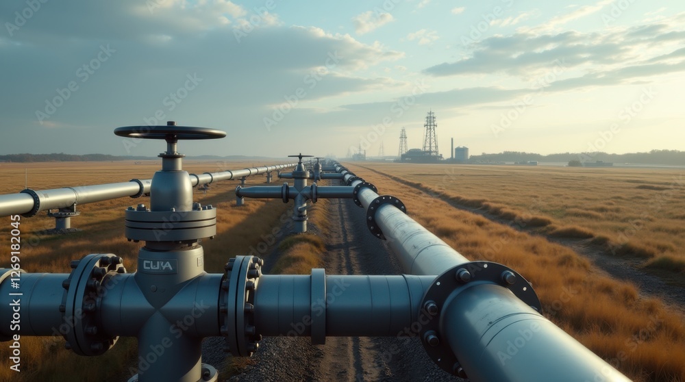 Oil and Gas Pipeline Across Open Field Oil and Gas Pipeline Across Open Field