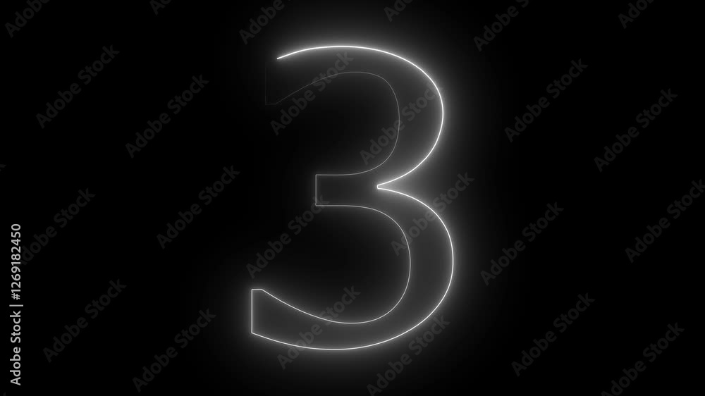3 text animation by white color neon on black background. 3 text animation by white color neon on black background.