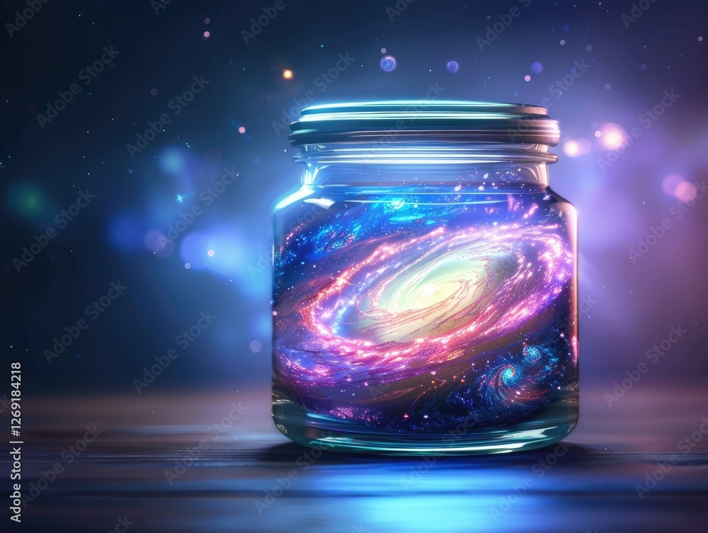 Captivating cosmic jar of galaxy cosmic realm digital art surreal environment close-up imagination Captivating cosmic jar of galaxy cosmic realm digital art surreal environment close-up imagination