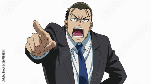 Angry Businessman Pointing and Shouting