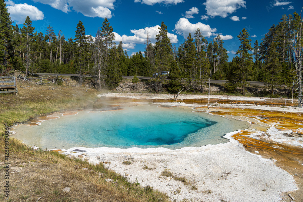 Silex Spring, hot spring in the Lower Geyser Basin of Yellowstone National Park Silex Spring, hot spring in the Lower Geyser Basin of Yellowstone National Park