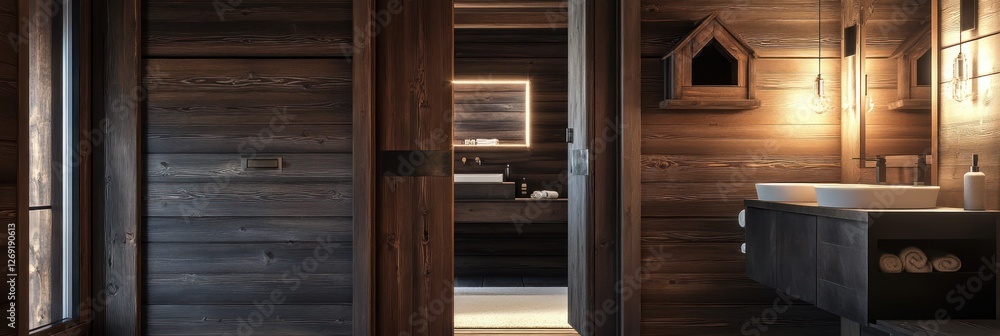 Luxurious Rustic Wooden Bathroom Interior Design Luxurious Rustic Wooden Bathroom Interior Design
