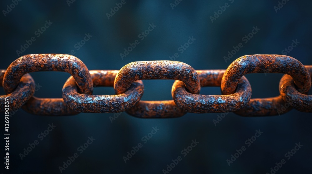Rusty Chain Links Close-Up in Beautiful Light with Focus on Textures and Details for Realistic Photography Rusty Chain Links Close-Up in Beautiful Light with Focus on Textures and Details for Realistic Photography