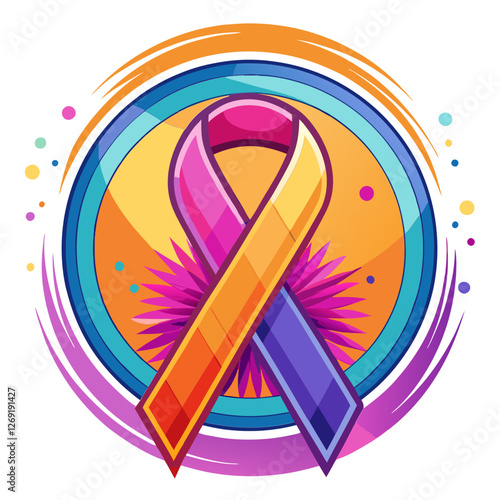Colorful awareness ribbon vector illustration. Vibrant design for support and solidarity campaigns. Minimalist style for health and social causes.