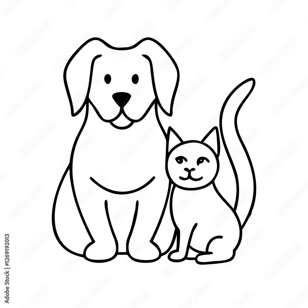 Vector illustration of dog and cat