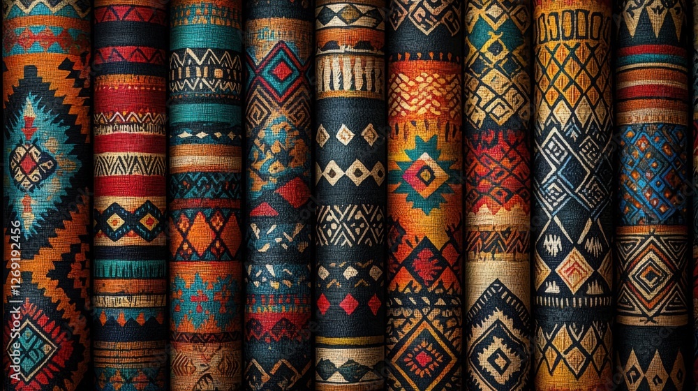 Intricate Patterns of Textiles in Vibrant Colors Showcasing Realistic Photography Techniques Intricate Patterns of Textiles in Vibrant Colors Showcasing Realistic Photography Techniques