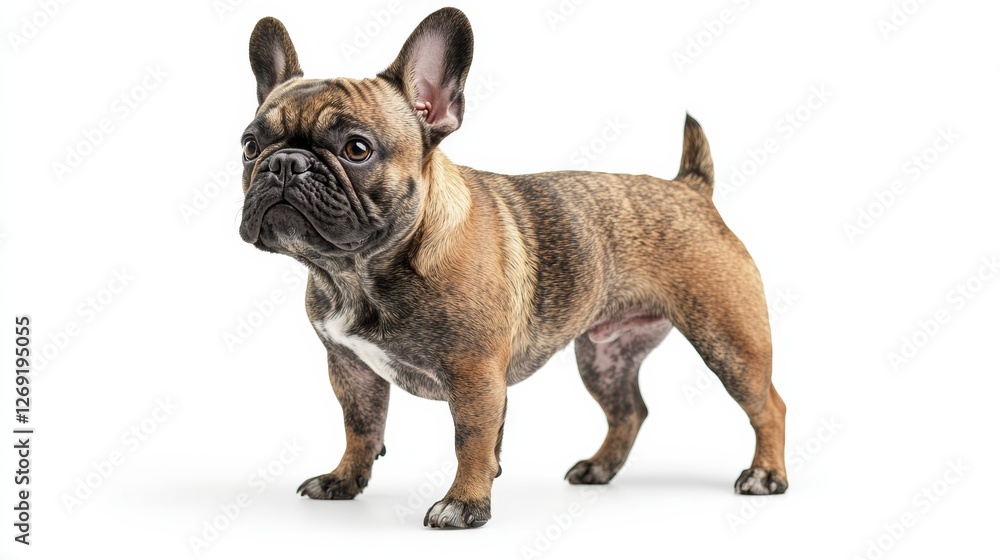 Curious French Bulldog Standing on All Fours with Attentive Expression Curious French Bulldog Standing on All Fours with Attentive Expression