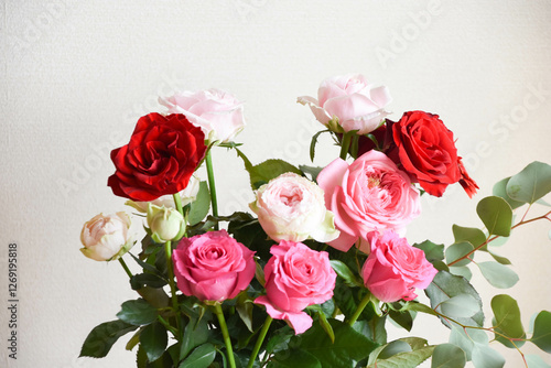 赤とピンクのばら