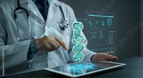 ia generated. doctor holding digital tablet