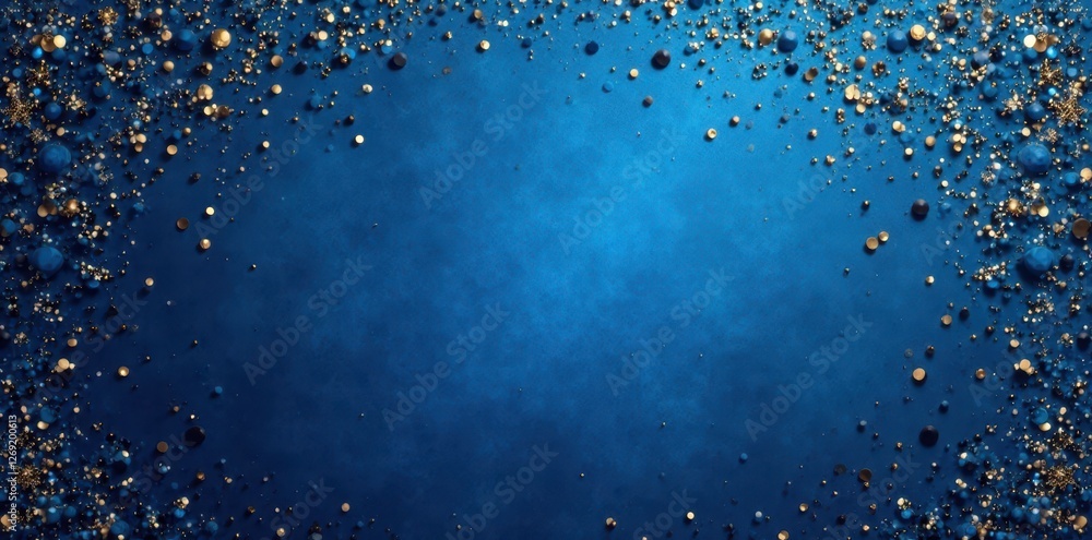 Obraz premium Abstract blue backdrop with gold geometric pattern, opulence, geometric, poster