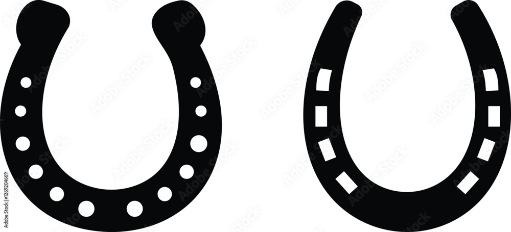 Fototapeta premium horseshoe glyph line icon set. Horseshoes icon. vector graphics, editable stroke outline sign.