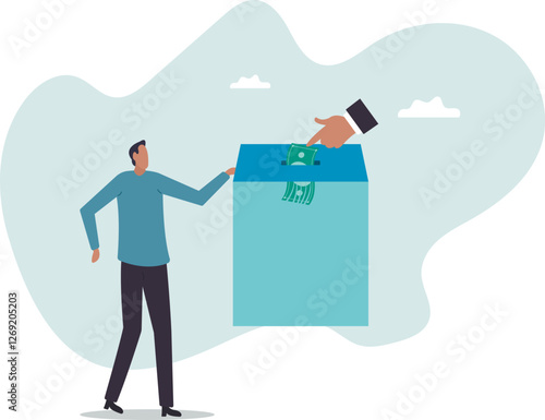 Money shred bad investment, scam or fraud causing losing money, mistake or financial failure spending.business concept.flat character.