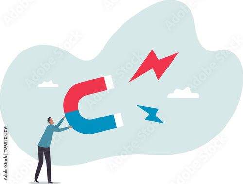 Business attraction or charisma with power to draw or attract business opportunity, money or customers.business concept.flat character.