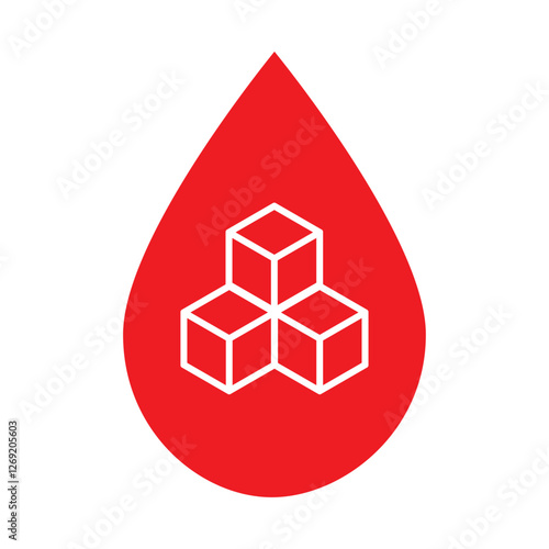 Sugar In The Blood, Glycemia colorful icon symbol flat style. Diabetes, insulin and healtcare concept. Hypoglycemia, Glucose blood level sugar test. Vector illustration EPS 10