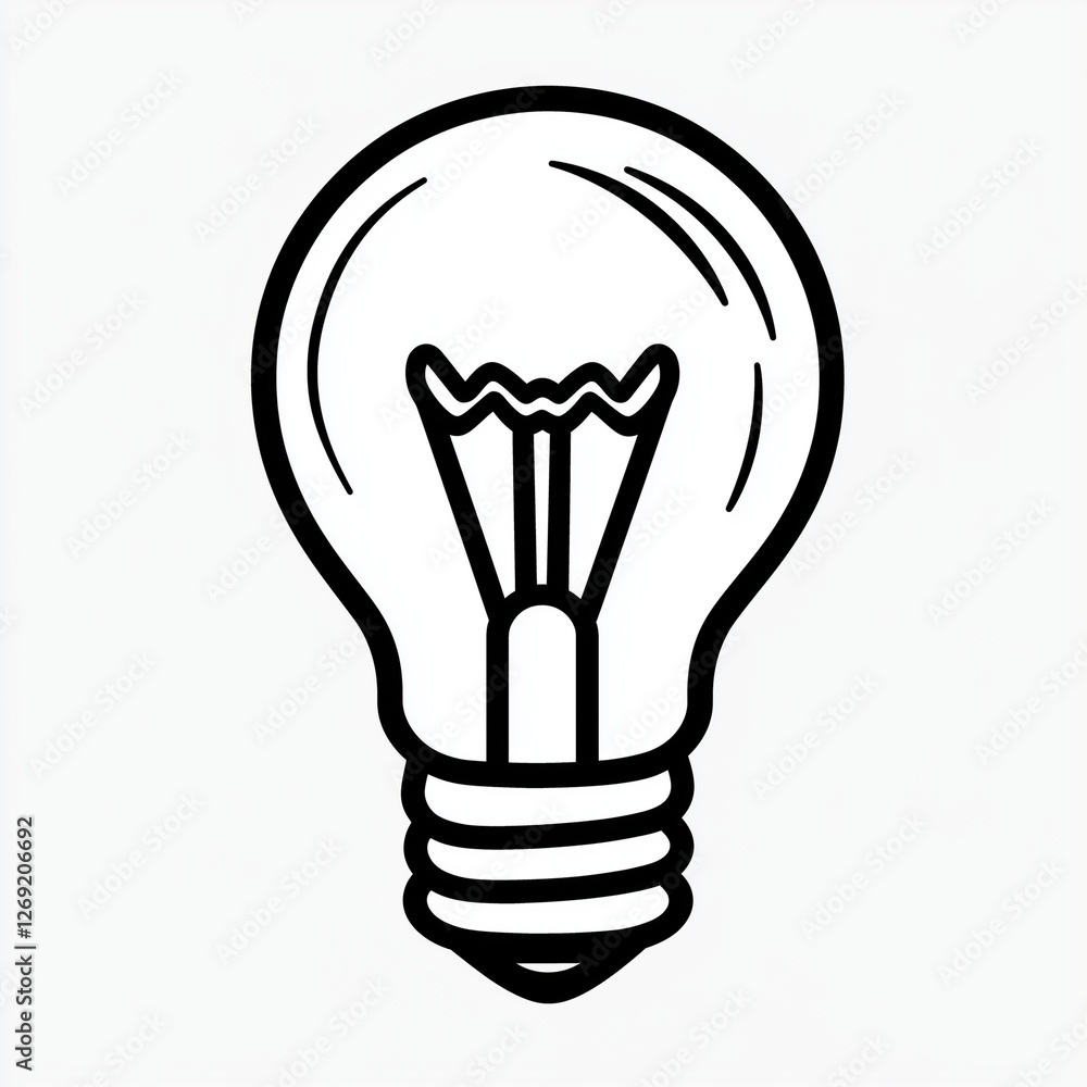 Light bulb icon, simple line art logo on a white background, black and white vector graphics, vector illustration, minimalist design, simple shapes, flat design, 2D, clipart style, Light bulb icon, simple line art logo on a white background, black and white vector graphics, vector illustration, minimalist design, simple shapes, flat design, 2D, clipart style,