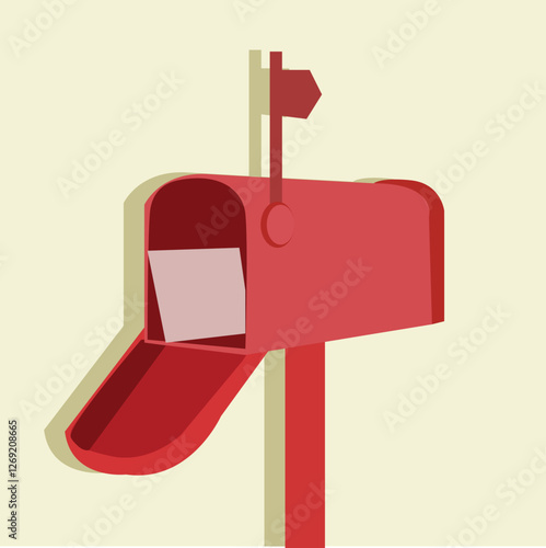 Red english, american or european mailbox for delivering letters. 