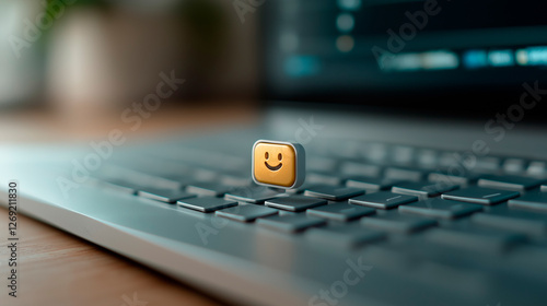 Symbolic keyboard button that unlocks creativity, new ideas, and limitless innovation. High-resolution concept showcasing futuristic interaction and expressive possibilities.