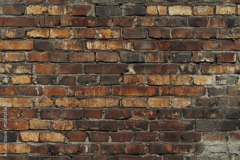 Weathered brick wall texture with varied hues. AI generated Weathered brick wall texture with varied hues. AI generated
