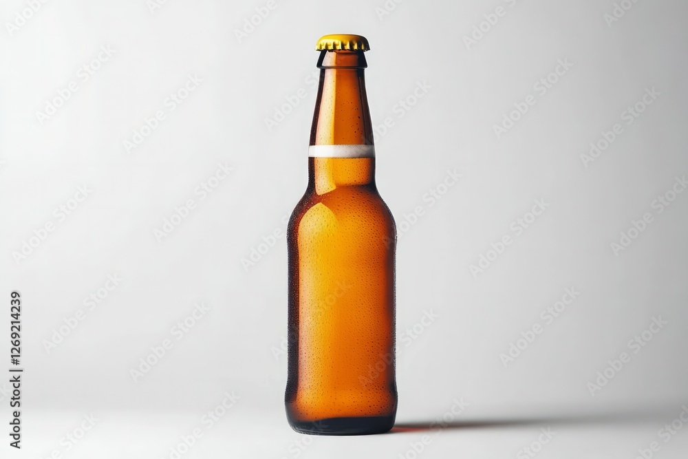 Brown glass bottle on white background. AI generated Brown glass bottle on white background. AI generated