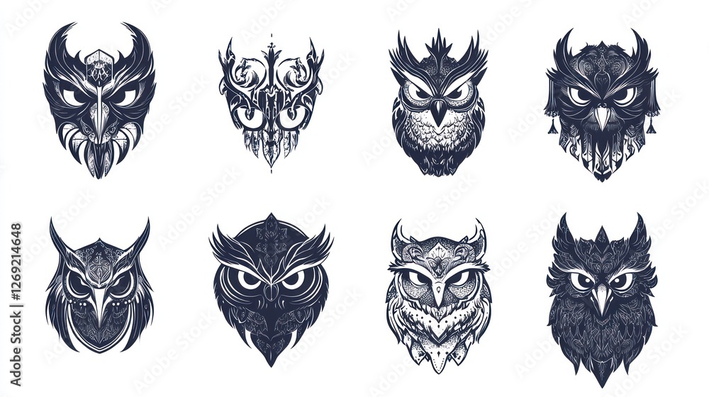 Obraz premium Ornamental Owl Portraits