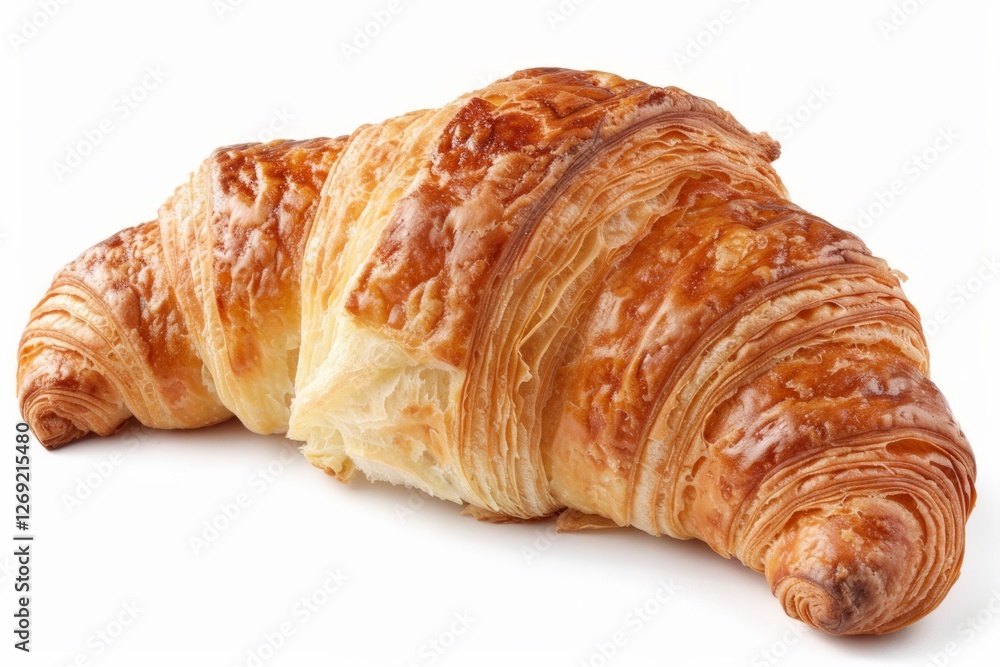 Golden croissant on white background. AI generated Golden croissant on white background. AI generated