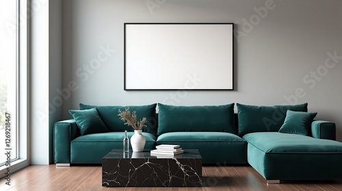 Stylish Frame Mockup for Living Room Wall Posters in a Modern Interior Design Environment