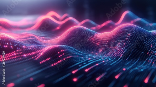 Wallpaper Mural Abstract data waves flow, digital landscape, tech background, website header Torontodigital.ca