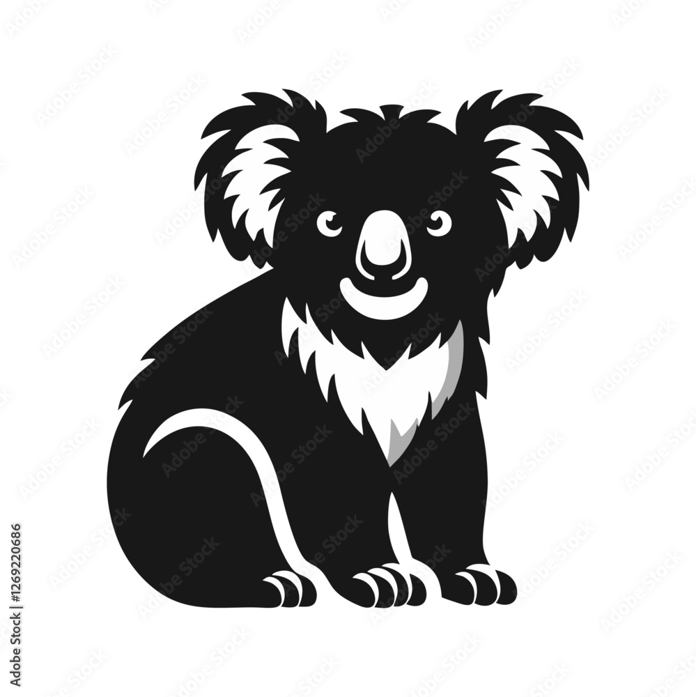 Obraz premium logo icon koala animal silhouette black icon on white background