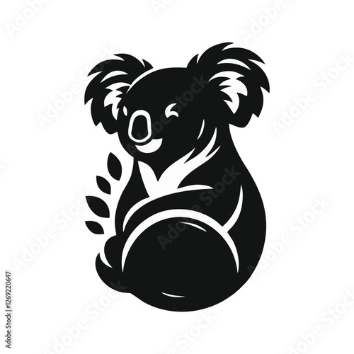 logo icon koala animal silhouette black icon on white background