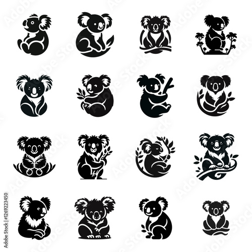 logo icon koala animal silhouette black icon on white background