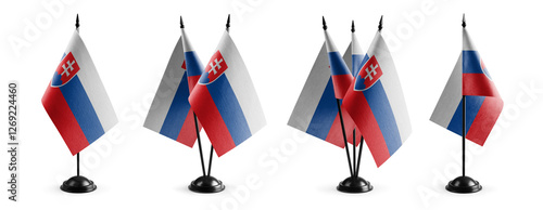 Canvas Print Small national flags of the Slovakia on a white background