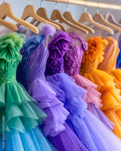 Wallpaper Mural Colorful children's dresses on hangers, retail display, fashion Torontodigital.ca