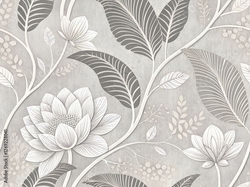 simple background pattern with floral ornament - gray color