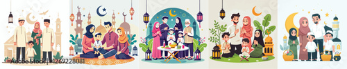 vector image of a family celebrating Eid al-Fitr